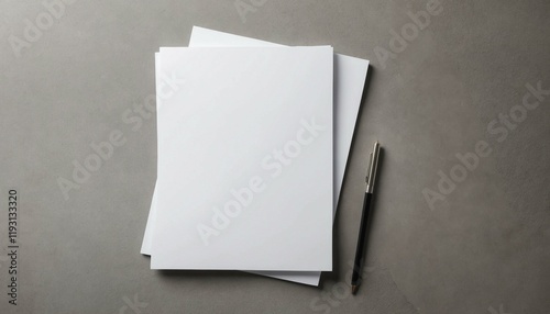 Flat lay of blank paper on a concrete background for a modern vibe