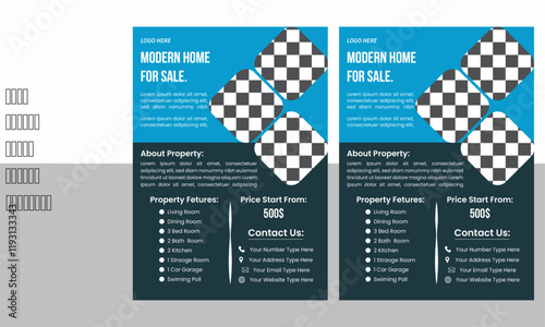 Creative Modern Real Estate Flyer Design Template With Multiple Color Variation 