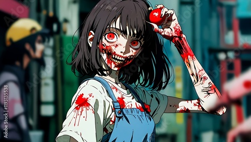 Cartoon anime style zombie girl 