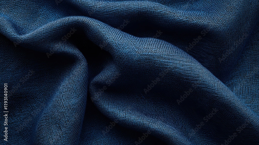 Fototapeta premium Luxurious deep navy blue fabric with subtle gradients creating a cozy and elegant texture for various uses