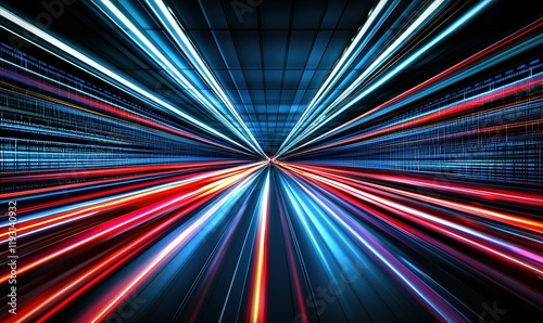 Wallpaper Mural Fast light streaks in tunnel, speed motion blur, night city traffic, transportation background Torontodigital.ca