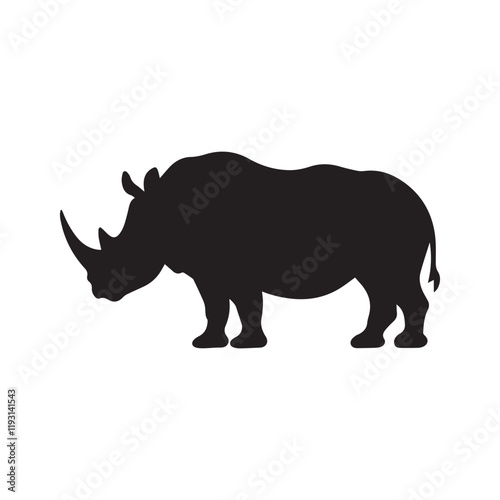 A Rhino Vector Silhouette is a stylized, scalable image of a rhinoceros created using vector graphics. This type of graphic is characterized by its crisp, clean lines and solid, filled shapes that for photo