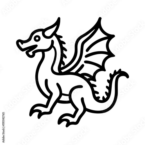 Dragon Icon in playful pose with wings spread