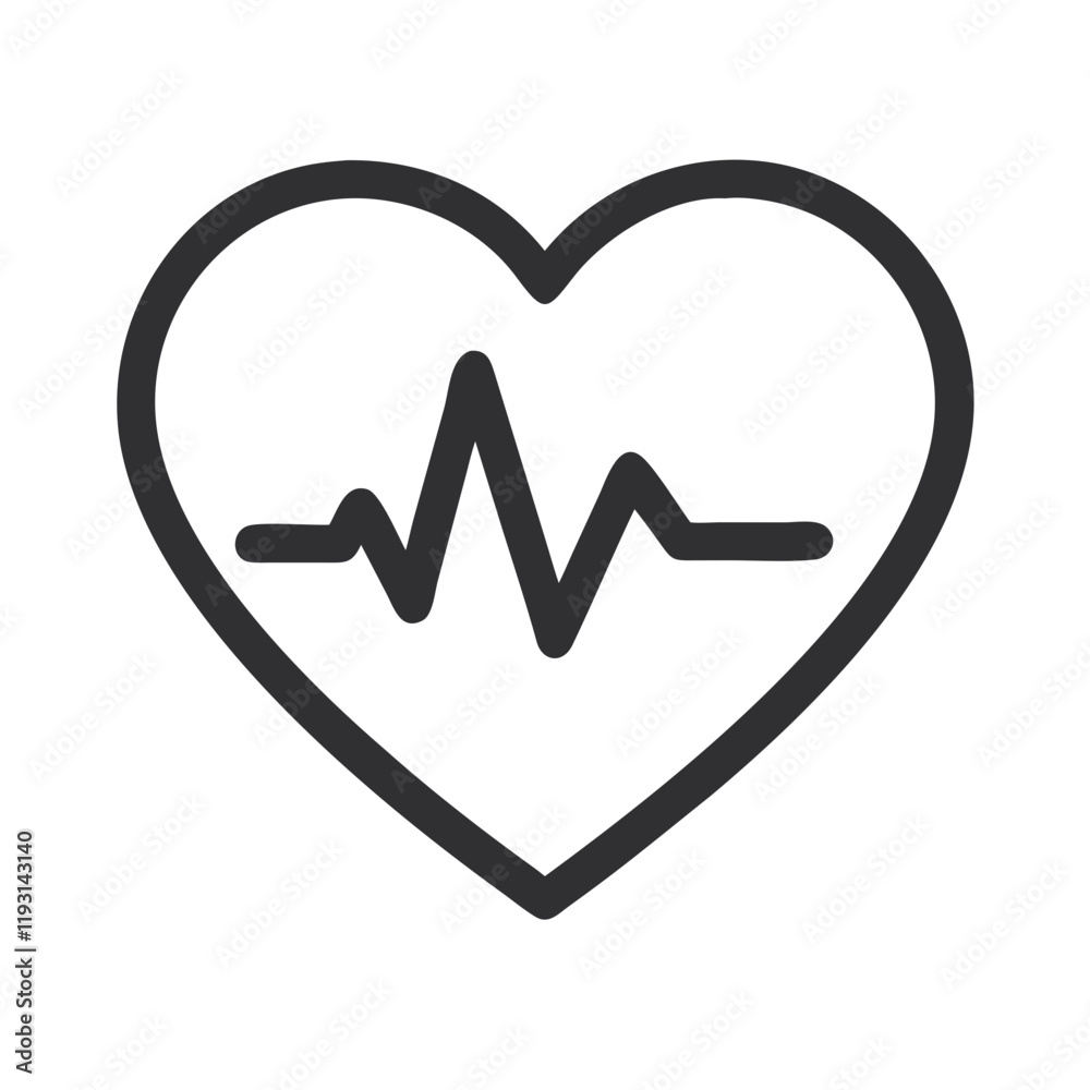 Heartbeat Icon illustrating heartbeat in a heart shape Heartbeat Icon illustrating heartbeat in a heart shape