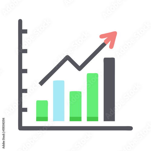 Growth Chart Icon showing increasing data trends on white background