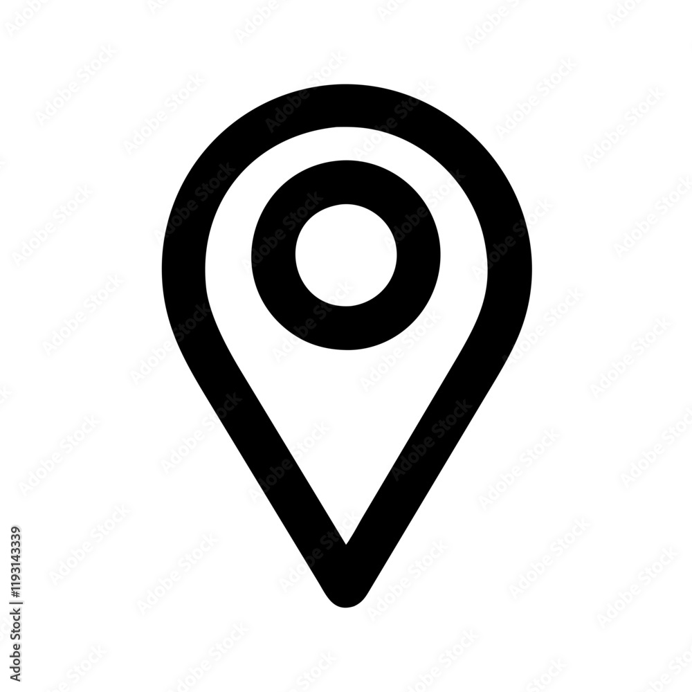 Location Pin Icon in black and white design Location Pin Icon in black and white design