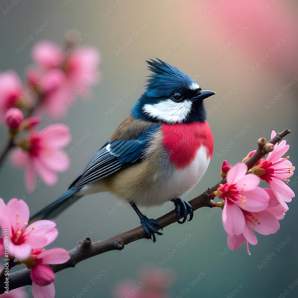 Obraz premium An beautiful and elegant small bird on the branches of the tree with nature background.