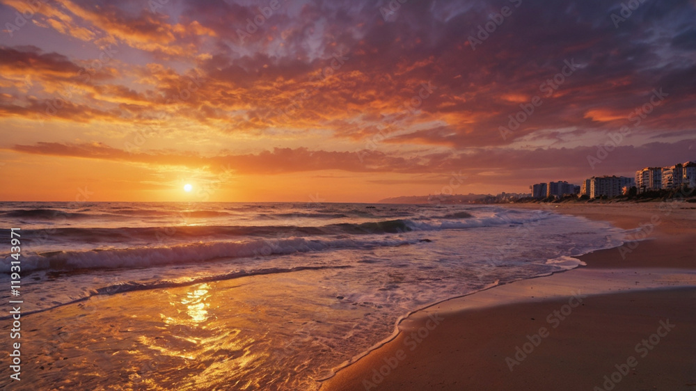 Naklejka premium sunset on the beach