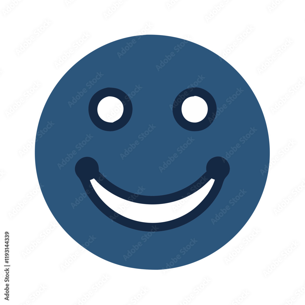 Fototapeta premium Smiley Face Icon expressing happiness in blue color