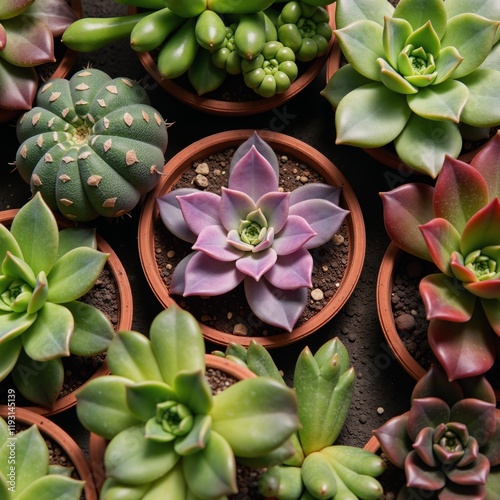 A vivid display of cacti and succulents highlights their varied shapes and hues capturing the essence of desert charm Gardening Home Decor Nature Enthusiasts photo