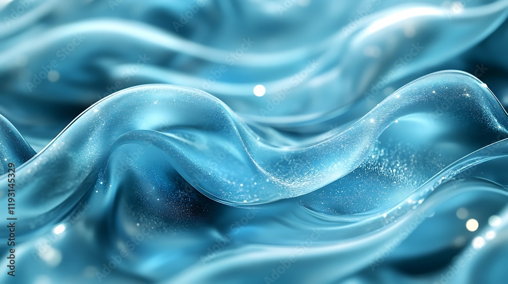 Obraz premium Abstract Blue Liquid Waves Background, Sparkling Texture, Smooth Surface, Design Element