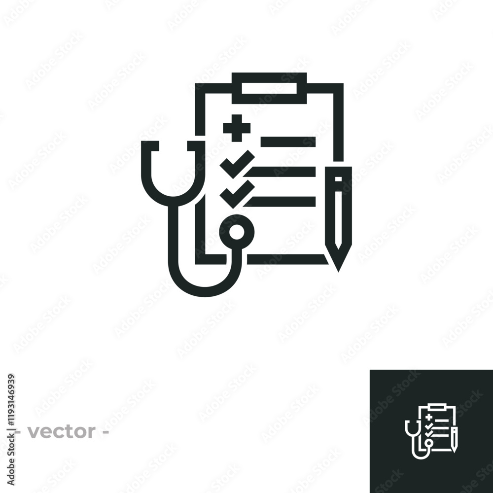 Medical check form report icon isolated on white background. Vector illustrations are made with vector-based software, not AI generated results. Medical check form report icon isolated on white background. Vector illustrations are made with vector-based software, not AI generated results.