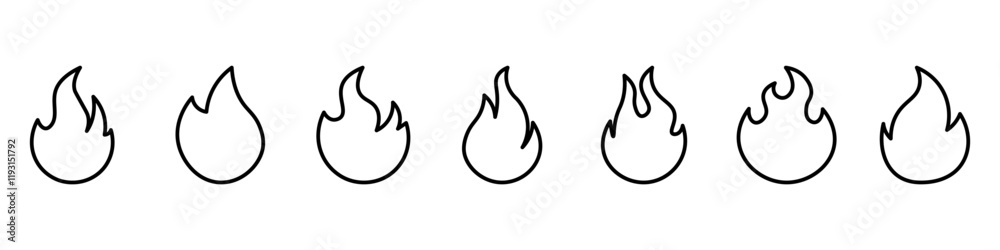Fire icons .Fire icon collection.Flat style.Vector illustration. Fire icons .Fire icon collection.Flat style.Vector illustration.
