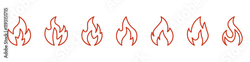 Fire  icons .Fire icon collection.Flat  style.Vector illustration.