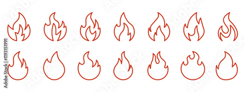 Fire  icons .Fire icon collection.Flat  style.Vector illustration.