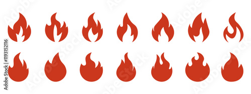 Fire  icons .Fire icon collection.Flat  style.Vector illustration.