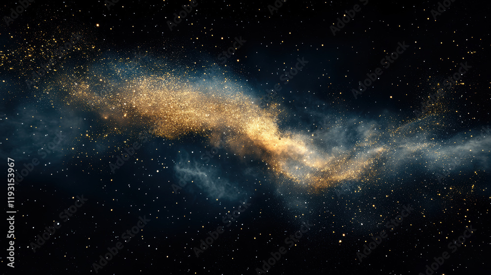 Fototapeta premium stunning cosmic scene featuring blue and gold galaxy with stars