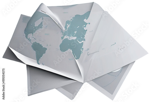 A folded map icon featuring visible creases, symbolizing navigation, travel, and exploration. Perfect for digital designs related to adventure, wayfinding, and geographic tools.PNG