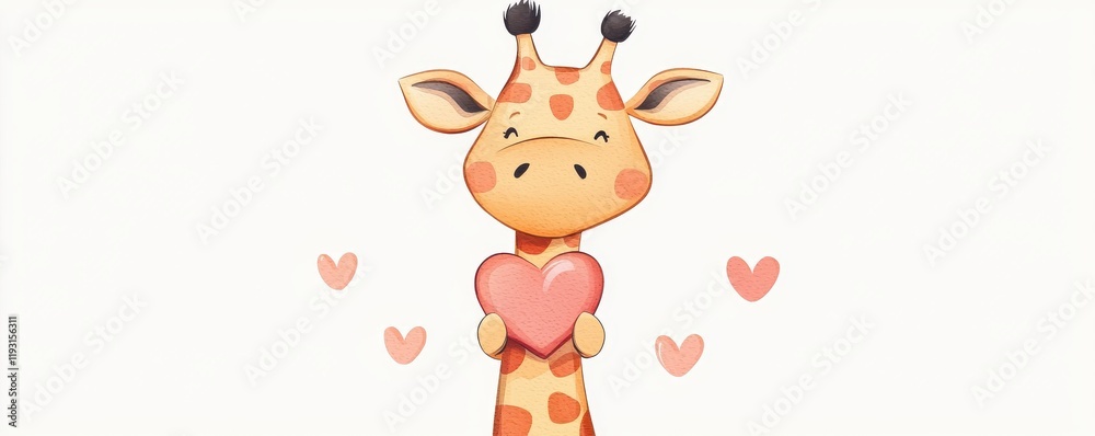 Fototapeta premium Heartwarming giraffe cartoon playful safari in a cheerful jungle