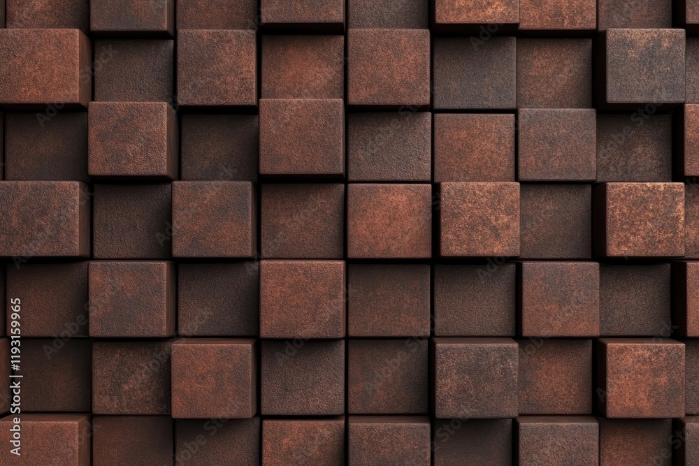 Abstract texture featuring a grid of rust-colored cubes, ideal for modern design and artistic backgrounds. Abstract texture featuring a grid of rust-colored cubes, ideal for modern design and artistic backgrounds.