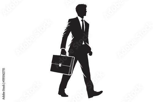 a businessman going to the office silhouette vector illustration isolated on a white background