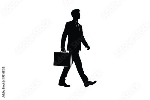 a businessman going to the office silhouette vector illustration isolated on a white background