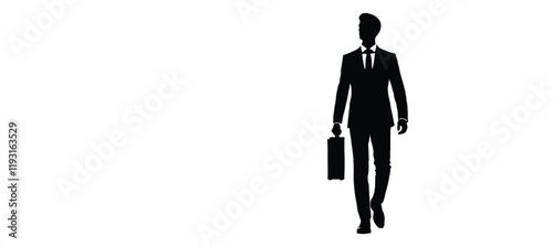 a businessman going to the office silhouette vector illustration isolated on a white background