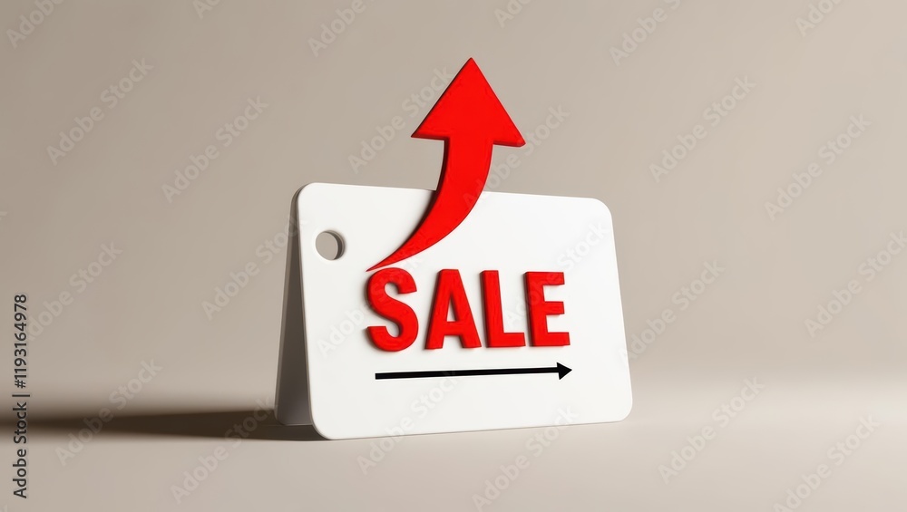 Fototapeta premium A promotional sale tag features bold 