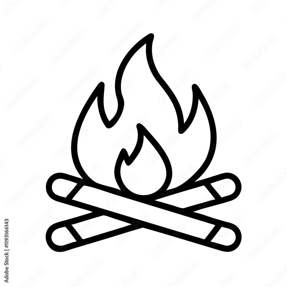 campfire icon, campfire line art - simple line art of campfire, perfect for campfire logos and icons and themed design campfire icon, campfire line art - simple line art of campfire, perfect for campfire logos and icons and themed design