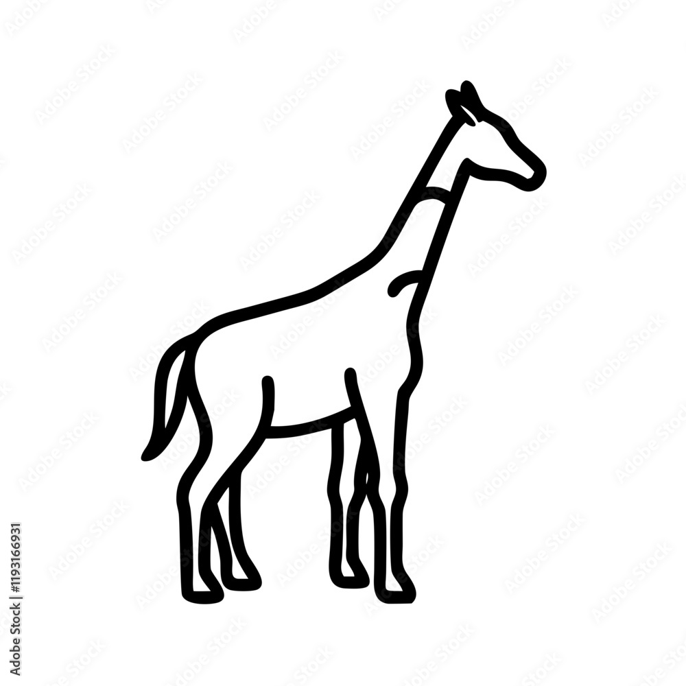 Obraz premium giraffe silhouette icon, giraffe silhouette line art - simple line art of giraffe silhouette, perfect for giraffe silhouette logos and icons and themed design