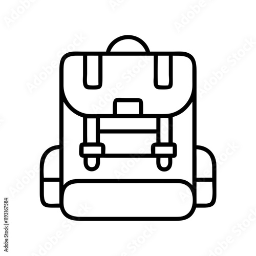 safari backpack icon, safari backpack line art - simple line art of safari backpack, perfect for safari backpack logos and icons and themed design photo