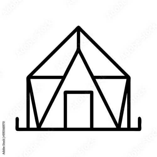 safari tent icon, safari tent line art - simple line art of safari tent, perfect for safari tent logos and icons and themed design photo