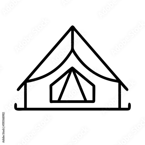 safari tent camp icon, safari tent camp line art - simple line art of safari tent camp, perfect for safari tent camp logos and icons and themed design