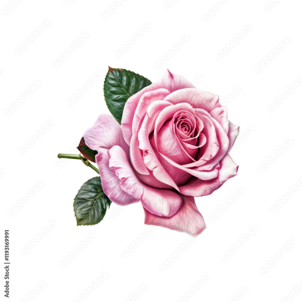 Elegant Pink Rose: A delicate pink rose, in full bloom, showcases intricate petal details and a vibrant green stem with leaves, symbolizing beauty, love, and appreciation. Elegant Pink Rose: A delicate pink rose, in full bloom, showcases intricate petal details and a vibrant green stem with leaves, symbolizing beauty, love, and appreciation.