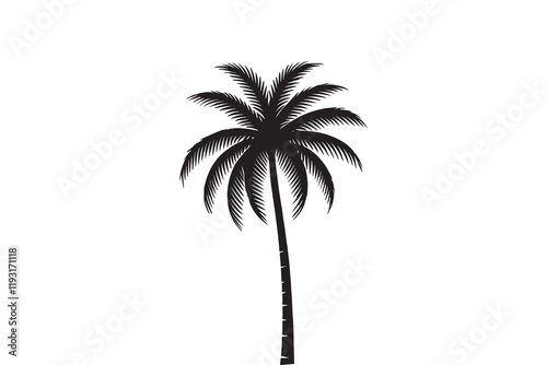 Palm Tree silhouette vector illustration on a white background 