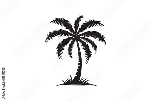 Palm Tree silhouette vector illustration on a white background 
