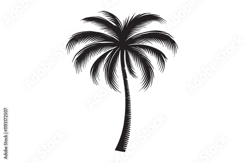 Palm Tree silhouette vector illustration on a white background 