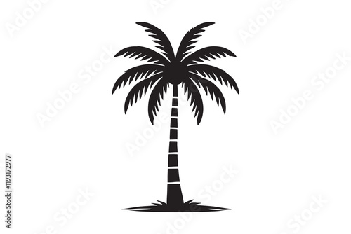 Palm Tree silhouette vector illustration on a white background 