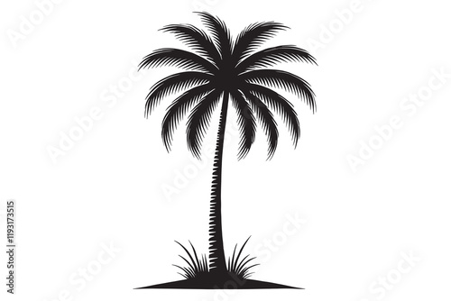 Palm Tree silhouette vector illustration on a white background 