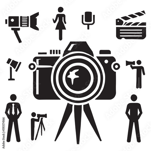 camera silhouette vector illustration isolated on a white background
