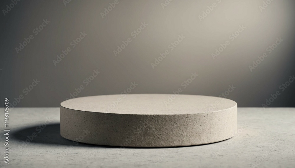 Textured wide background with a small circular podium in focus Textured wide background with a small circular podium in focus