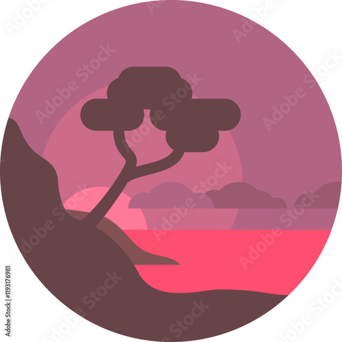 Flat Colorful Landscape Icon Illustration Symbol