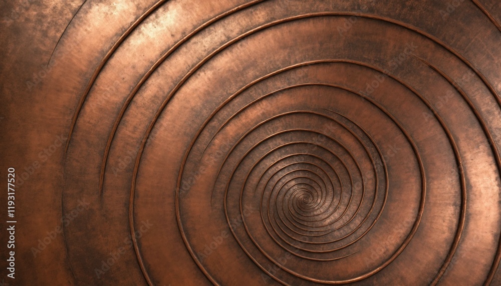 Weathered embossed copper background with intricate spiral details Weathered embossed copper background with intricate spiral details
