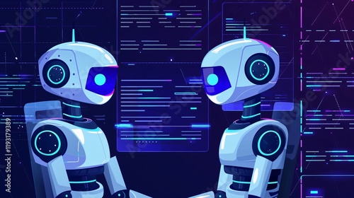 Smart AI Chat Bot Communicating with Human in Technology Industry