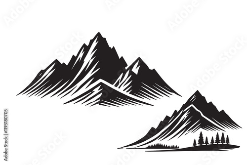 Mountain silhouette vector illustration isolated on a white background