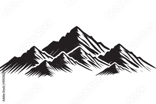 Mountain silhouette vector illustration isolated on a white background