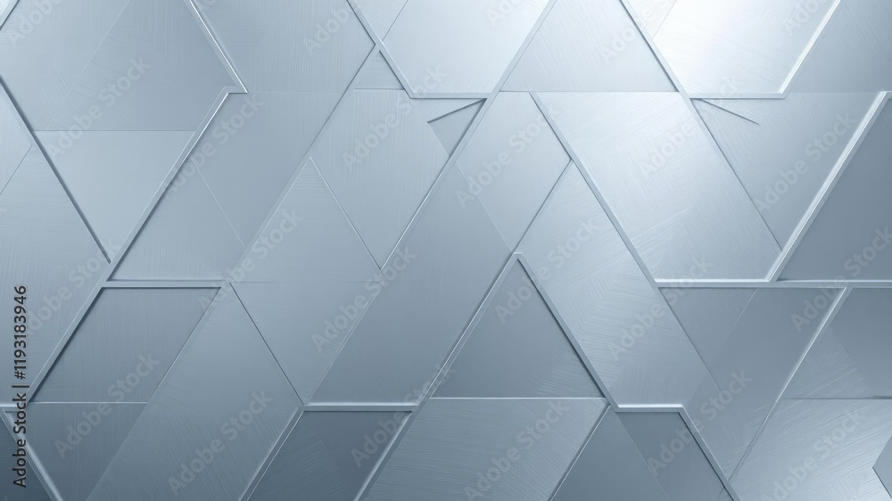 Fototapeta premium A hexagonal grid of interlocking triangles forms the basis for this abstract metal background with a soft focus on its light-infused surface, transition, focus, abstract