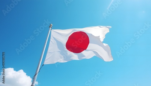 Japan flag waving against sky