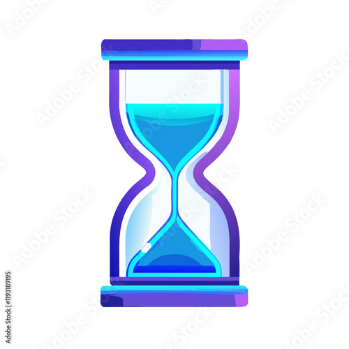 Vibrant hourglass with glowing blue sand