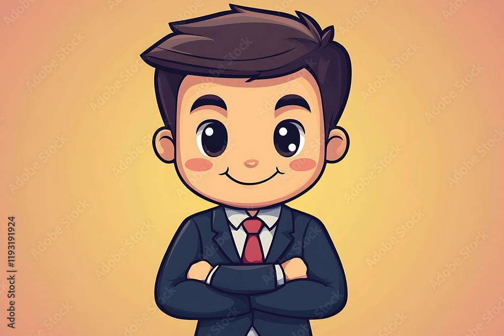 Happy Boy Executive in Black Suit and Red Tie Happy Boy Executive in Black Suit and Red Tie